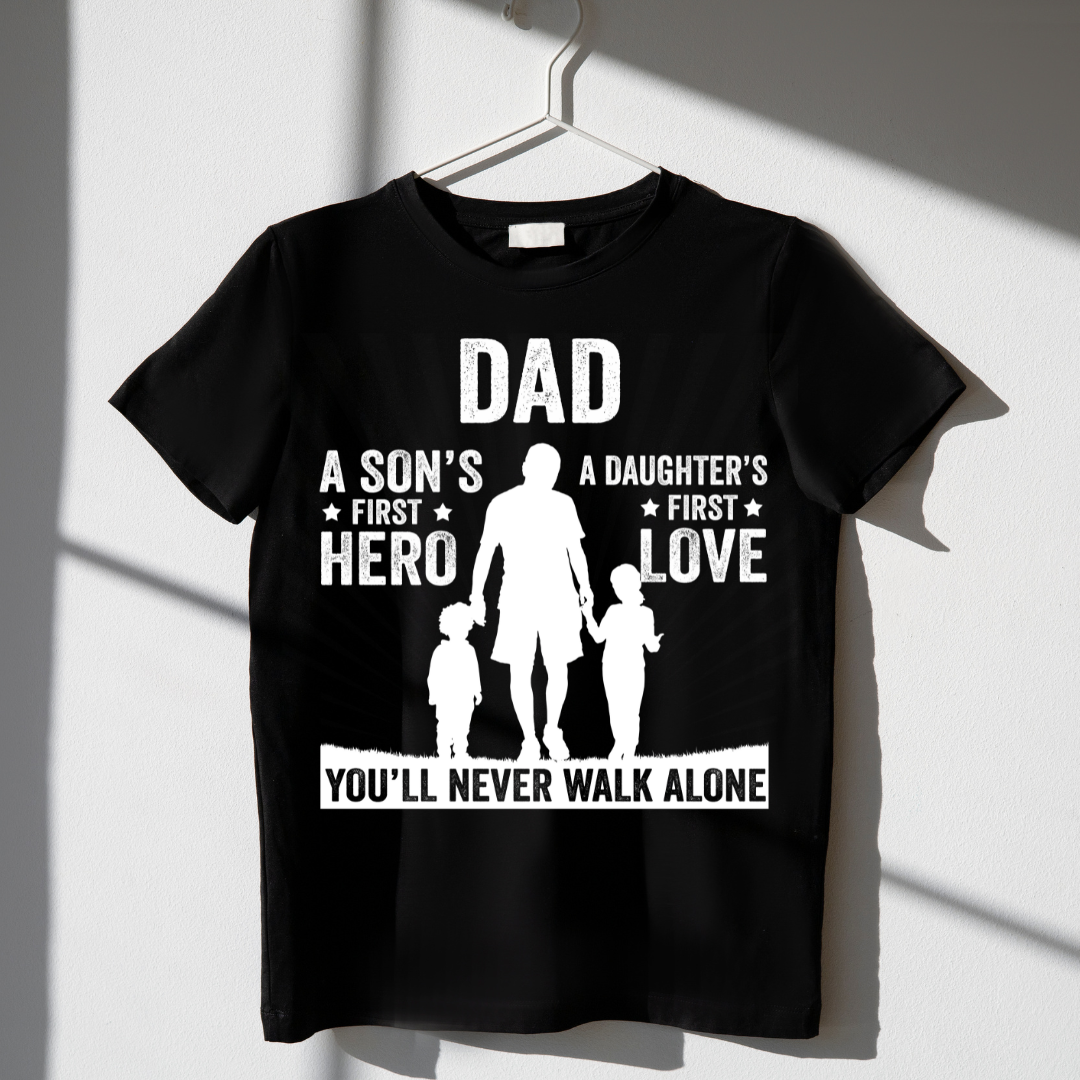 Dad Son's First Hero Black T Shirt