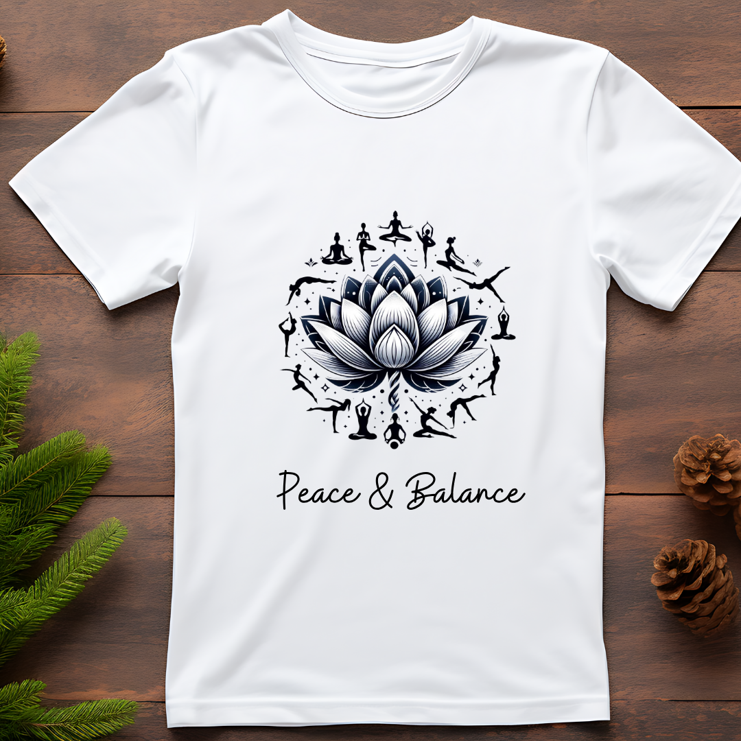 Peace and Balance White T Shirt for Yoga