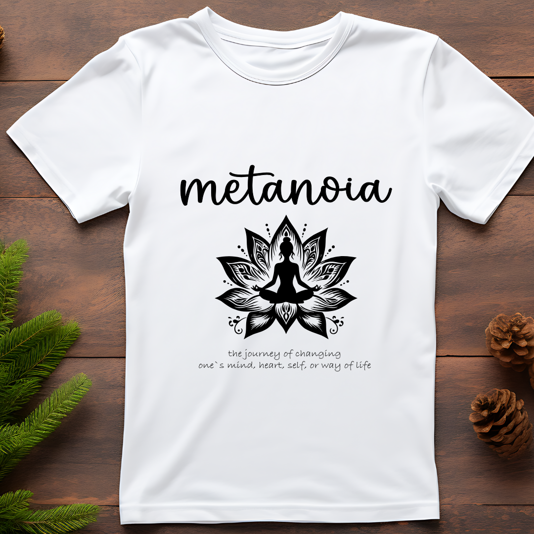 Metanoia White T Shirt for Yoga