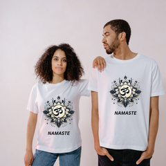 Om Namaste White T Shirt for Yoga
